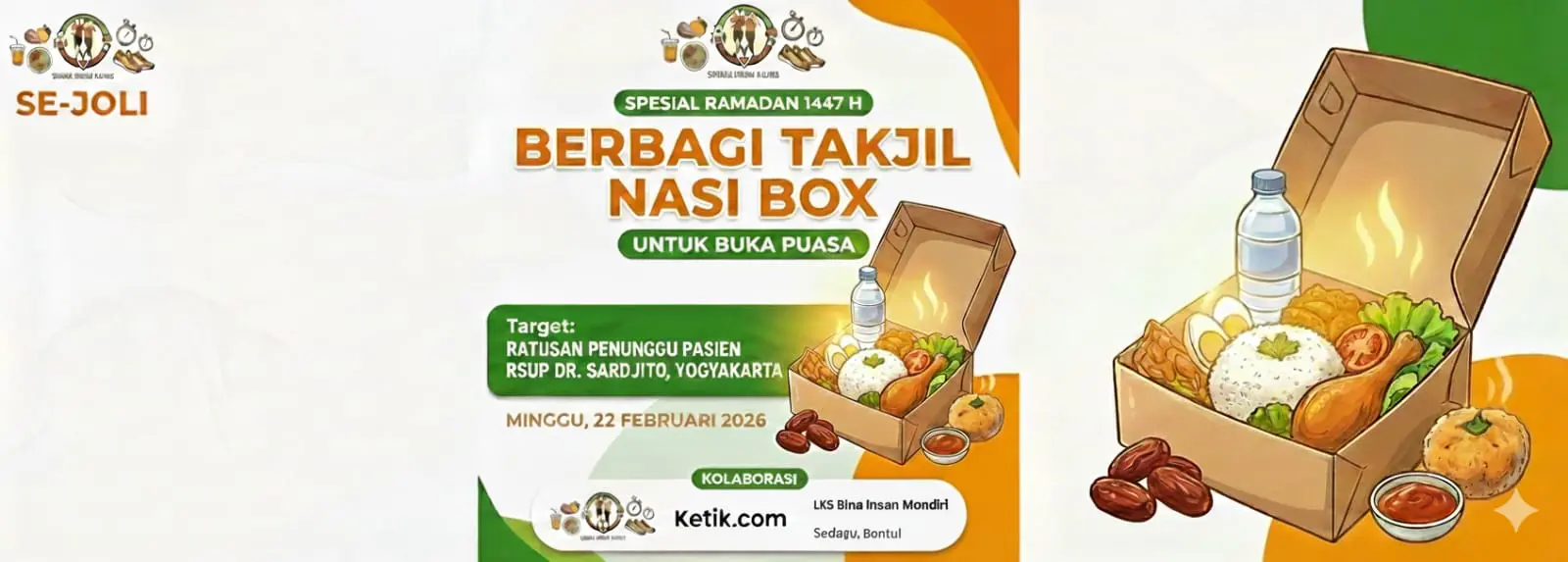 Komunitas Sejoli, Ketik.com, dan LKS BIMa Berbagi Ratusan Nasi Box di RSUP dr Sardjito